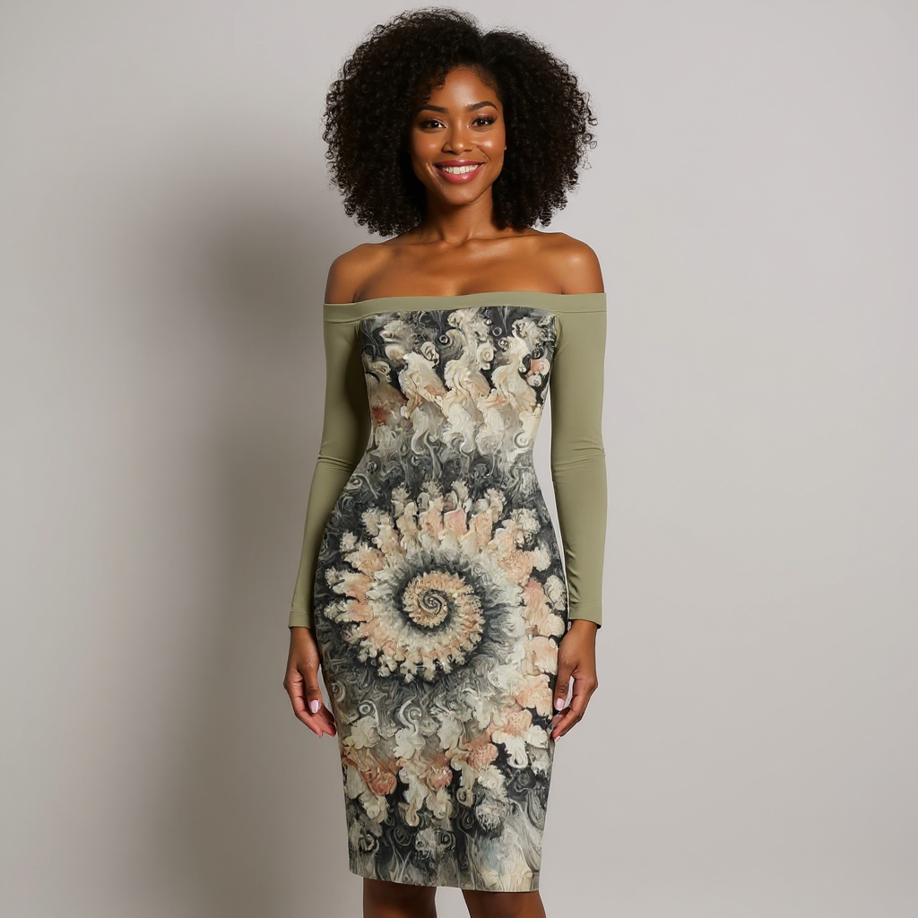 Eclipse Bodycon Off-Shoulder Dress | "Tie-Dye Print"