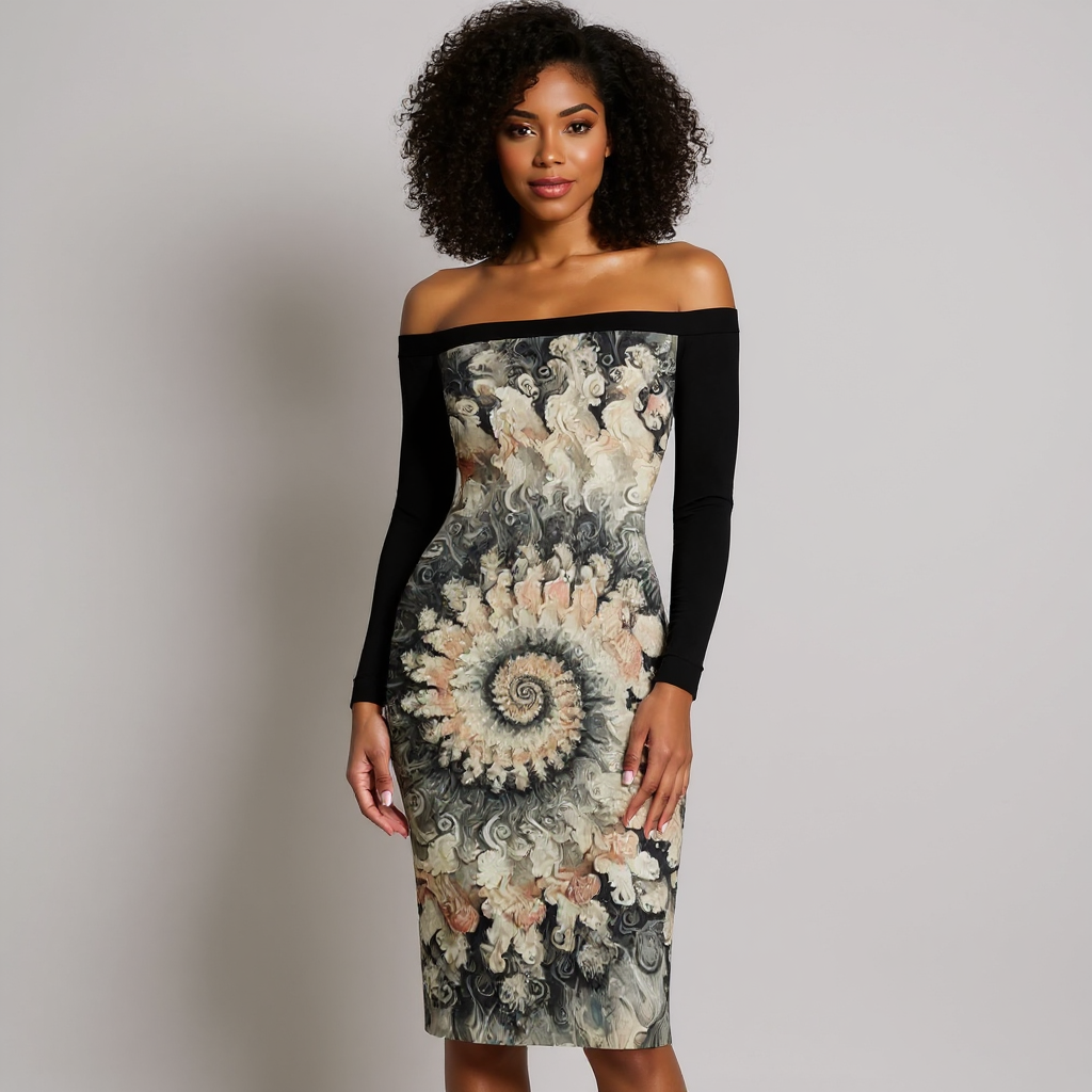 Eclipse Bodycon Off-Shoulder Dress | "Tie-Dye Print"