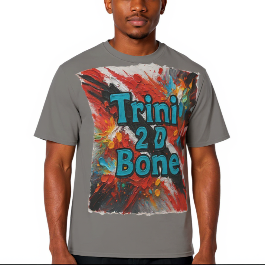 Men's Crewneck Cotton+Polyester Premium T-shirt | "Trini 2D Bone"