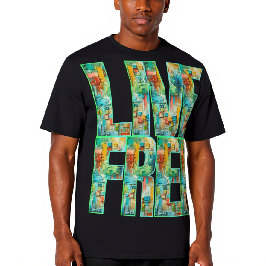 Men's Crewneck Cotton+Polyester Premium T-shirt | "Live.Fee, Free.Dom"