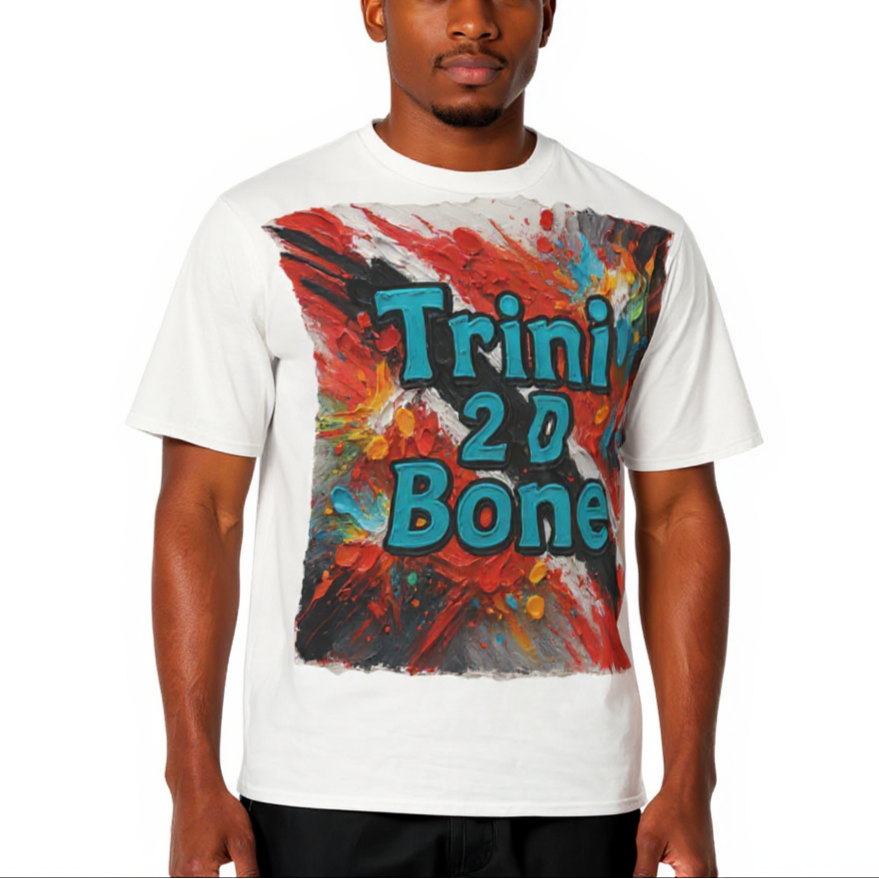 Men's Crewneck Cotton+Polyester Premium T-shirt | "Trini 2D Bone"