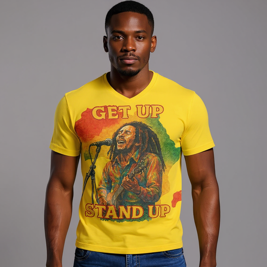 SoftSoul™ V-Neck Tee | "Get Up, Stand Up"