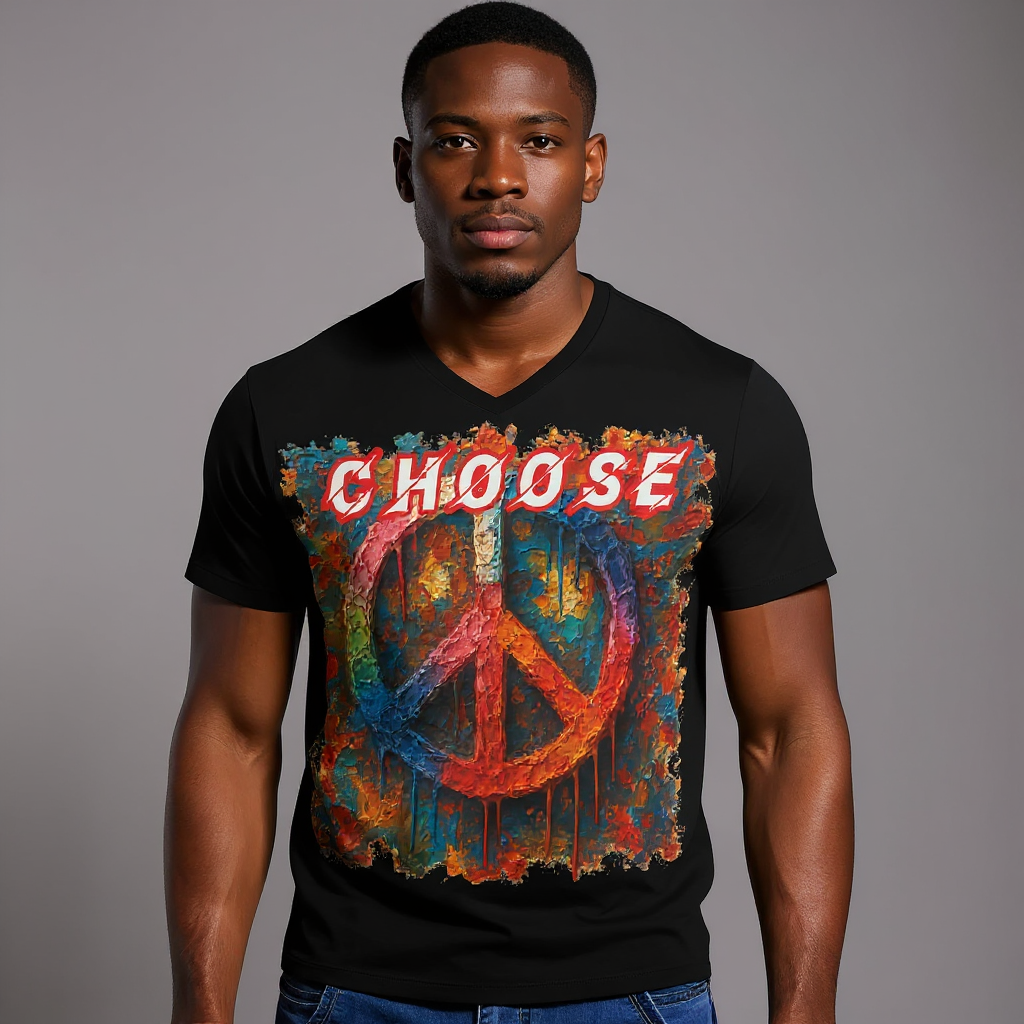 SoftSoul™ V-Neck Tee | "Choose Peace"