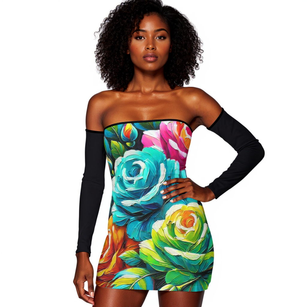 Sunset Siren Strapless Lace-Up Dress |"Floral Print"