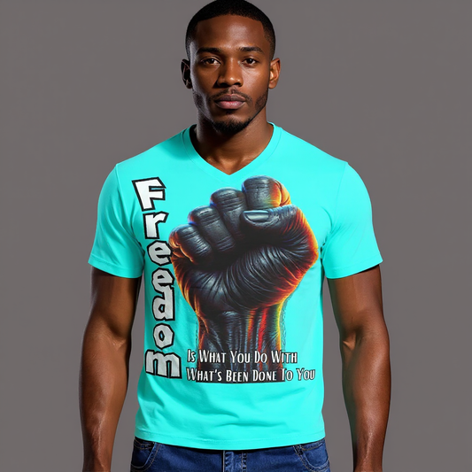 SoftSoul™ V-Neck Tee | "Freedom is What You Do..."