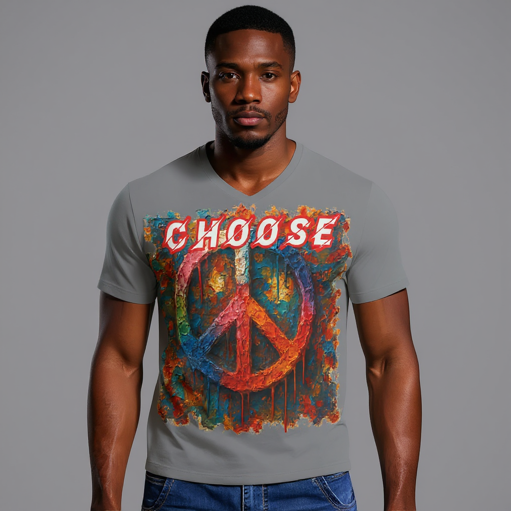 SoftSoul™ V-Neck Tee | "Choose Peace"