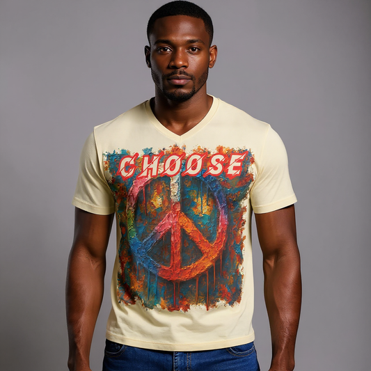 SoftSoul™ V-Neck Tee | "Choose Peace"