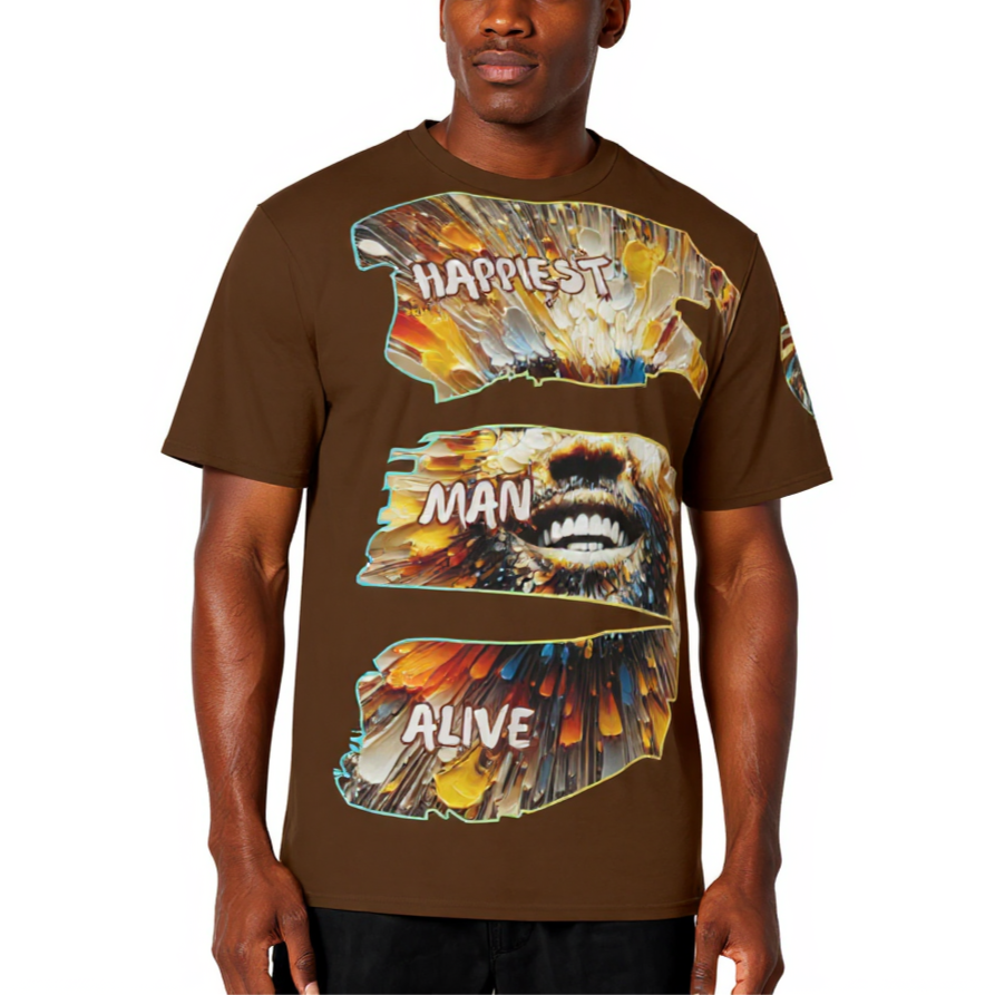Men's Crewneck Cotton+Polyester Premium T-shirt | "Happiest Man Alive"