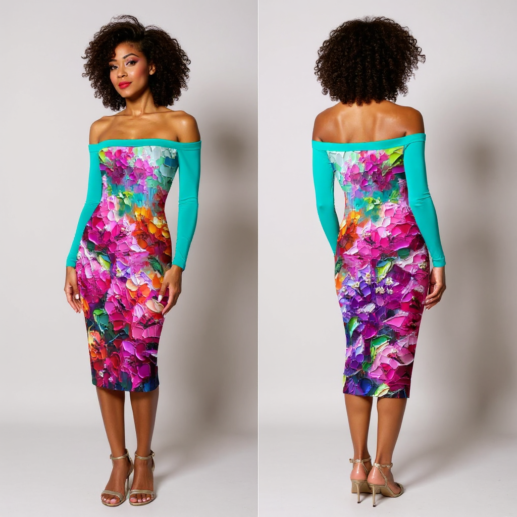 Eclipse Bodycon Off-Shoulder Dress | "Floral Print"