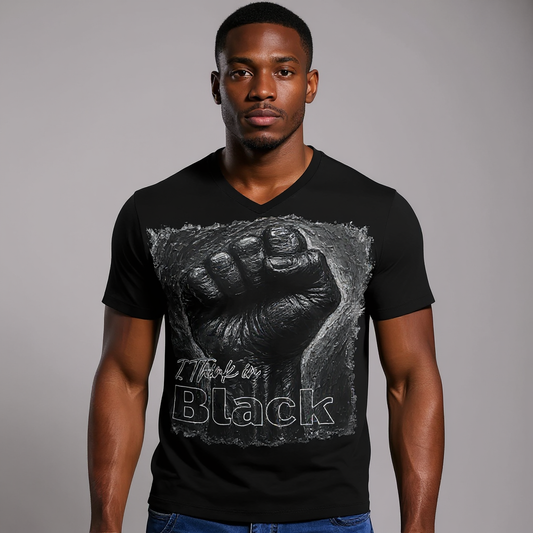 SoftSoul™ V-Neck Tee | "I Think in Black"