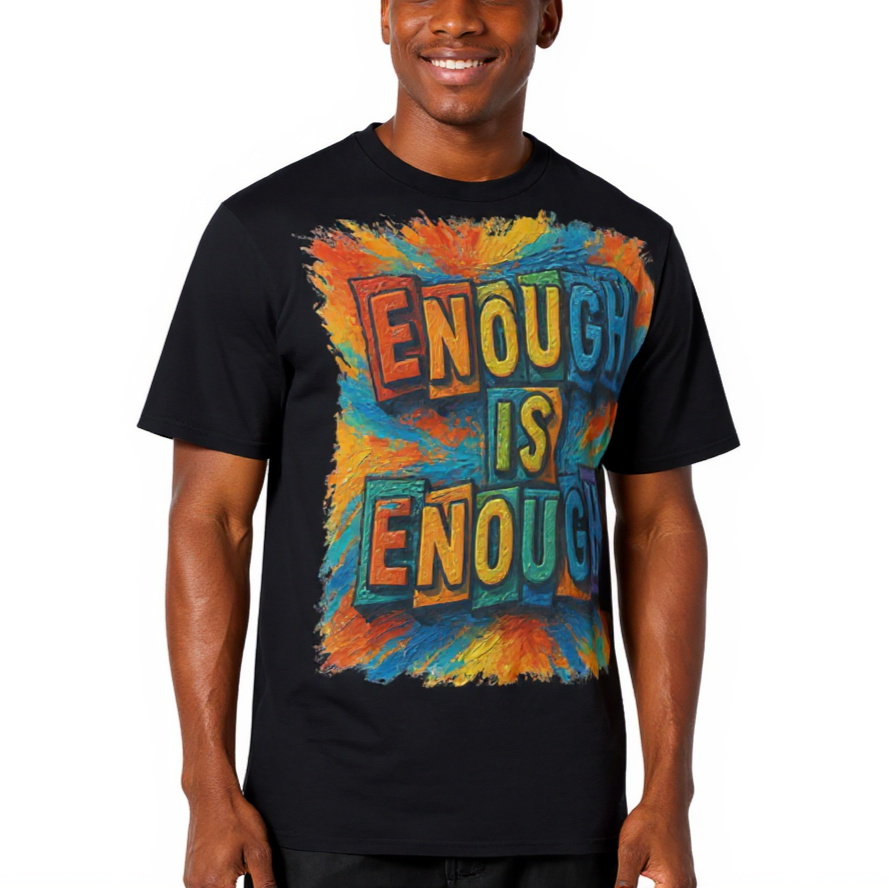Men's Crewneck Cotton+Polyester Premium T-shirt | "Enough is Enough"