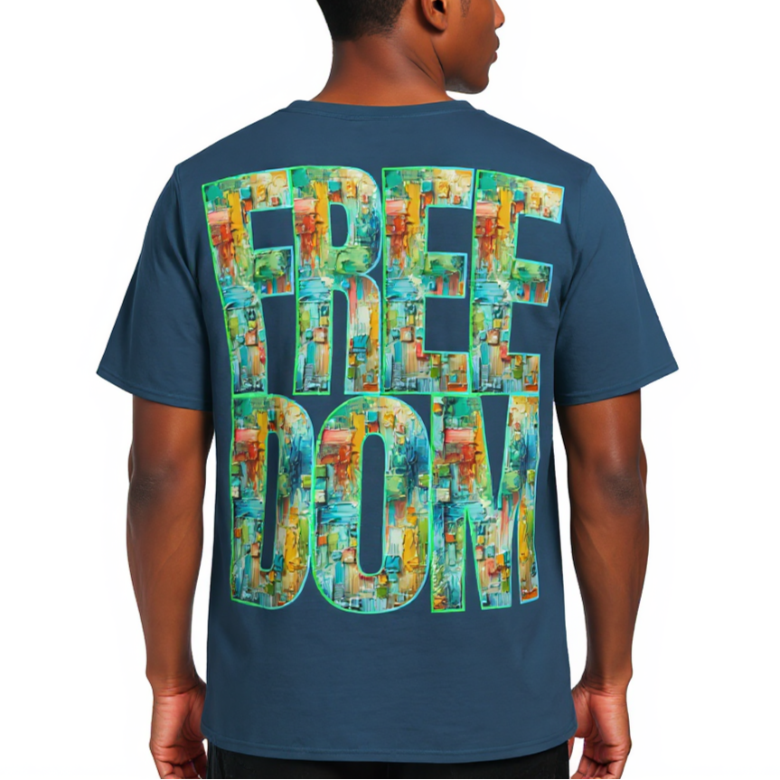 Men's Crewneck Cotton+Polyester Premium T-shirt | "Live.Fee, Free.Dom"