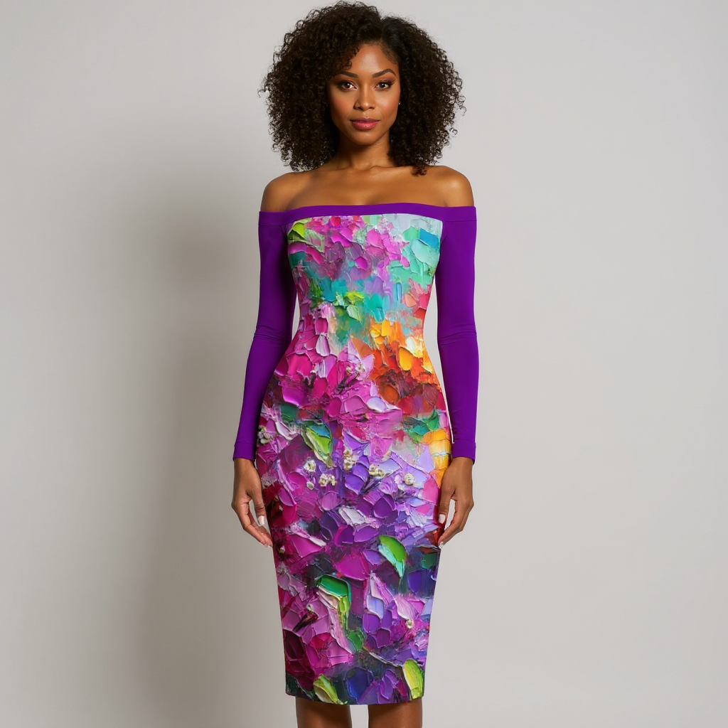 Eclipse Bodycon Off-Shoulder Dress | "Floral Print"