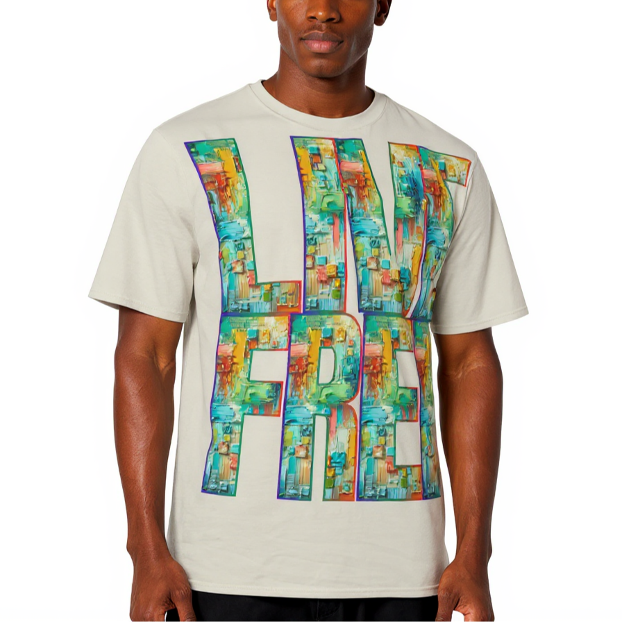 Men's Crewneck Cotton+Polyester Premium T-shirt | "Live.Fee, Free.Dom"