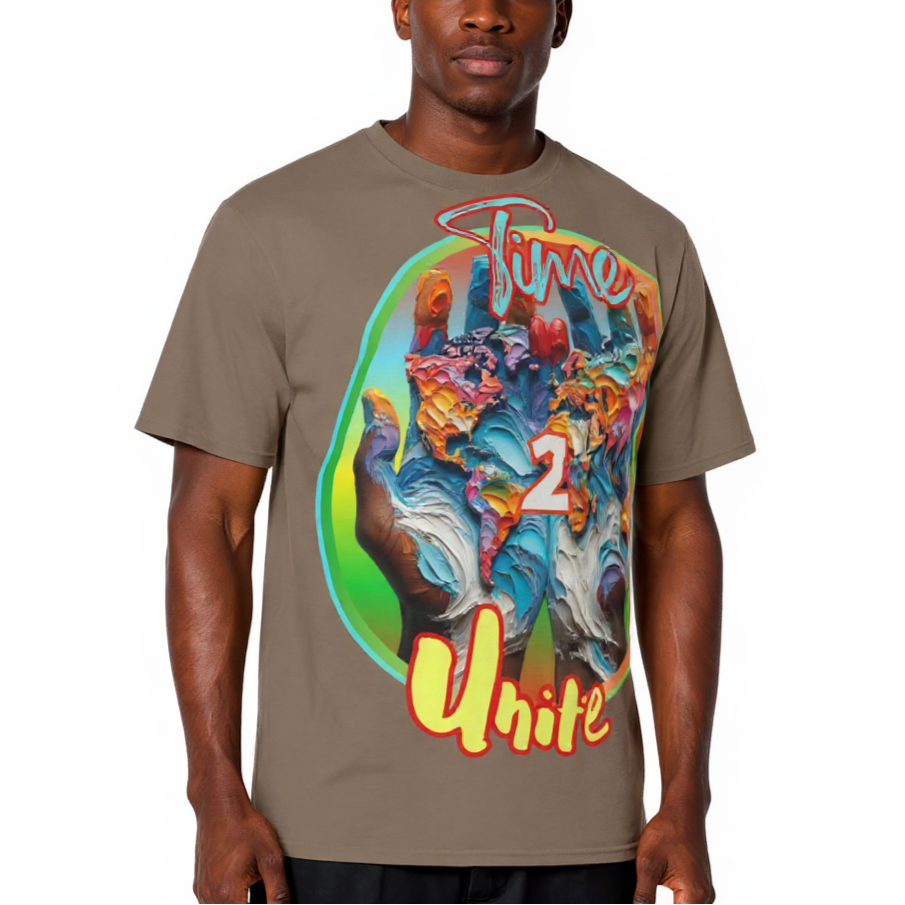 Men's Crewneck Cotton+Polyester Premium T-shirt | "Time 2 Unite"