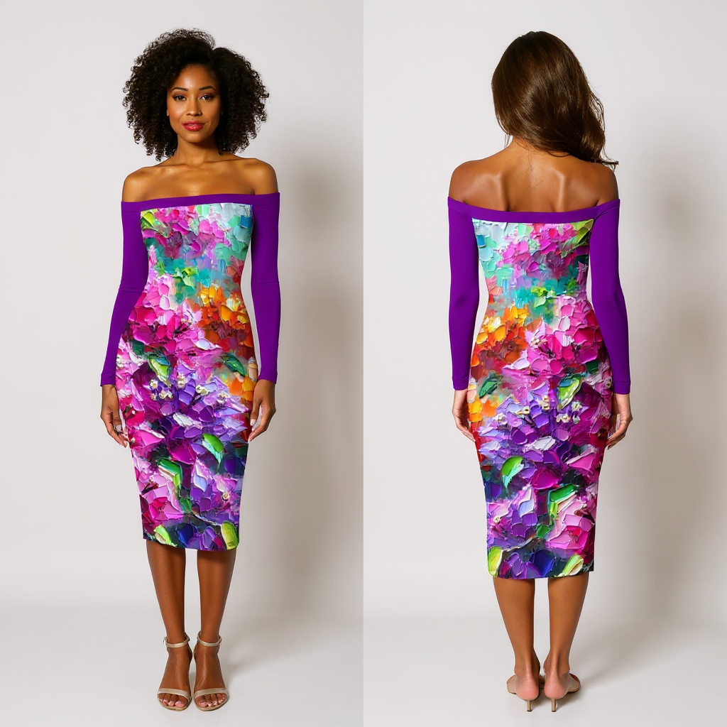 Eclipse Bodycon Off-Shoulder Dress | "Floral Print"
