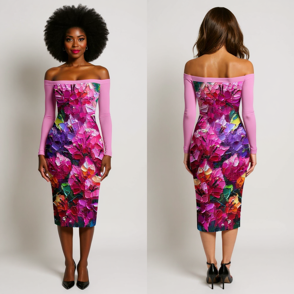 Eclipse Bodycon Off-Shoulder Dress | "Floral Print"