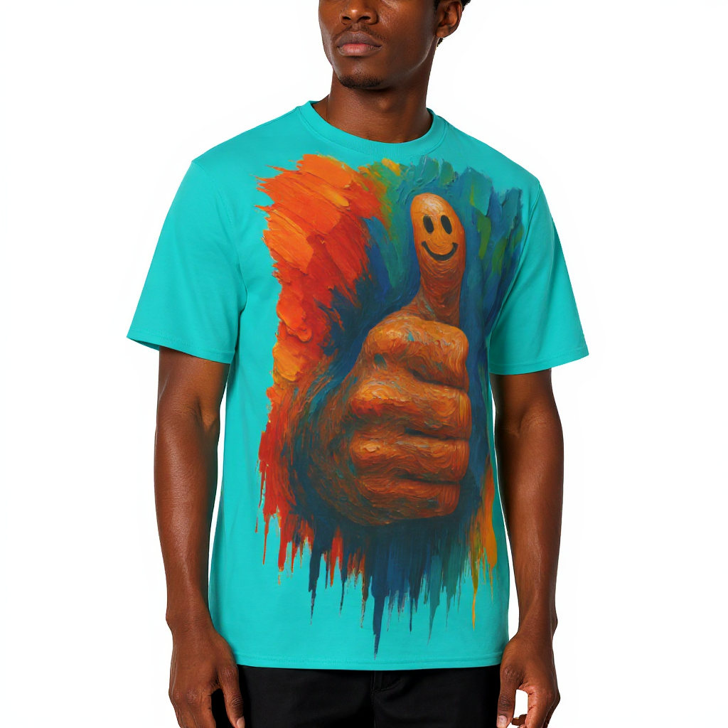 Men's Crewneck Cotton+Polyester Premium T-shirt | "Thumbs Up"