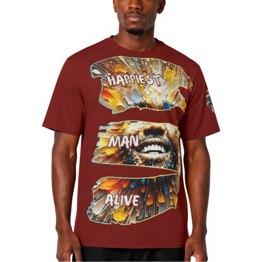 Men's Crewneck Cotton+Polyester Premium T-shirt | "Happiest Man Alive"
