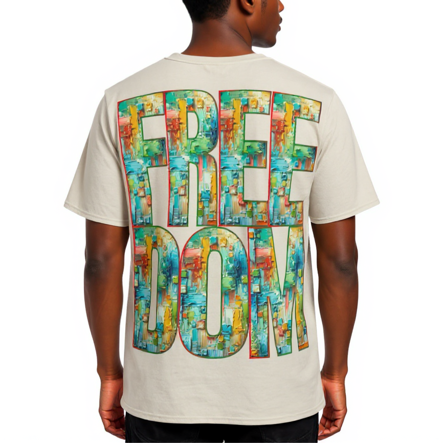 Men's Crewneck Cotton+Polyester Premium T-shirt | "Live.Fee, Free.Dom"