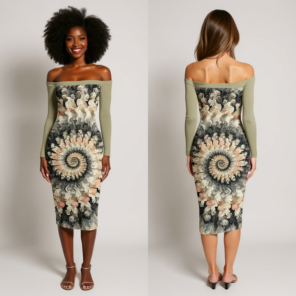 Eclipse Bodycon Off-Shoulder Dress | "Tie-Dye Print"