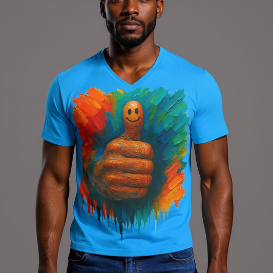 SoftSoul™ V-Neck Tee | "Thumbs Up1"