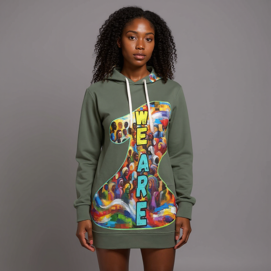 VelvetVibe™ Luxe Hoodie Dress | "We Are One"