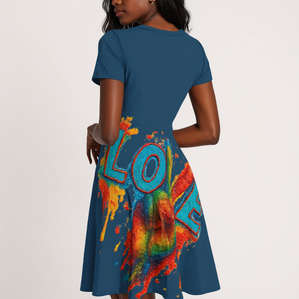 Premium Milk-Silk Short Sleeve Summer Dress |"Peace & Love"