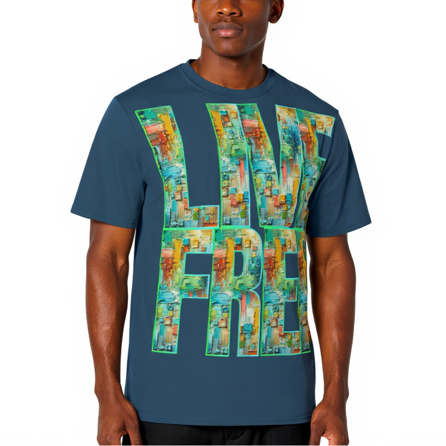 Men's Crewneck Cotton+Polyester Premium T-shirt | "Live.Fee, Free.Dom"