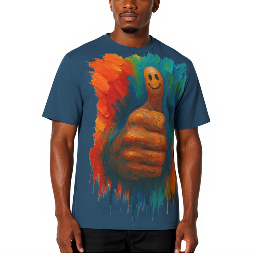 Men's Crewneck Cotton+Polyester Premium T-shirt | "Thumbs Up"