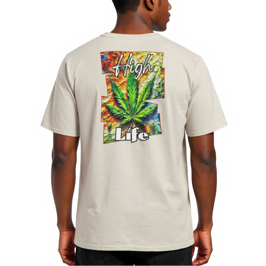 Men's Crewneck Cotton+Polyester Premium T-shirt | "High Life"