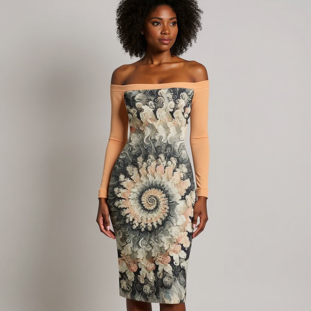 Eclipse Bodycon Off-Shoulder Dress | "Tie-Dye Print"
