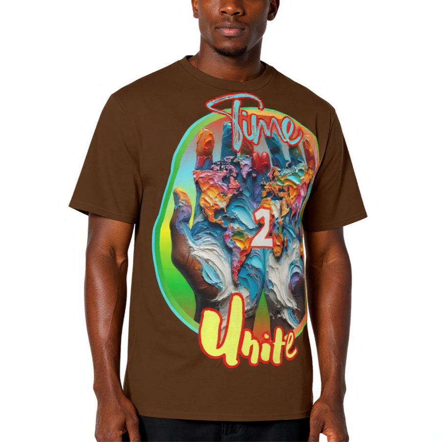 Men's Crewneck Cotton+Polyester Premium T-shirt | "Time 2 Unite"