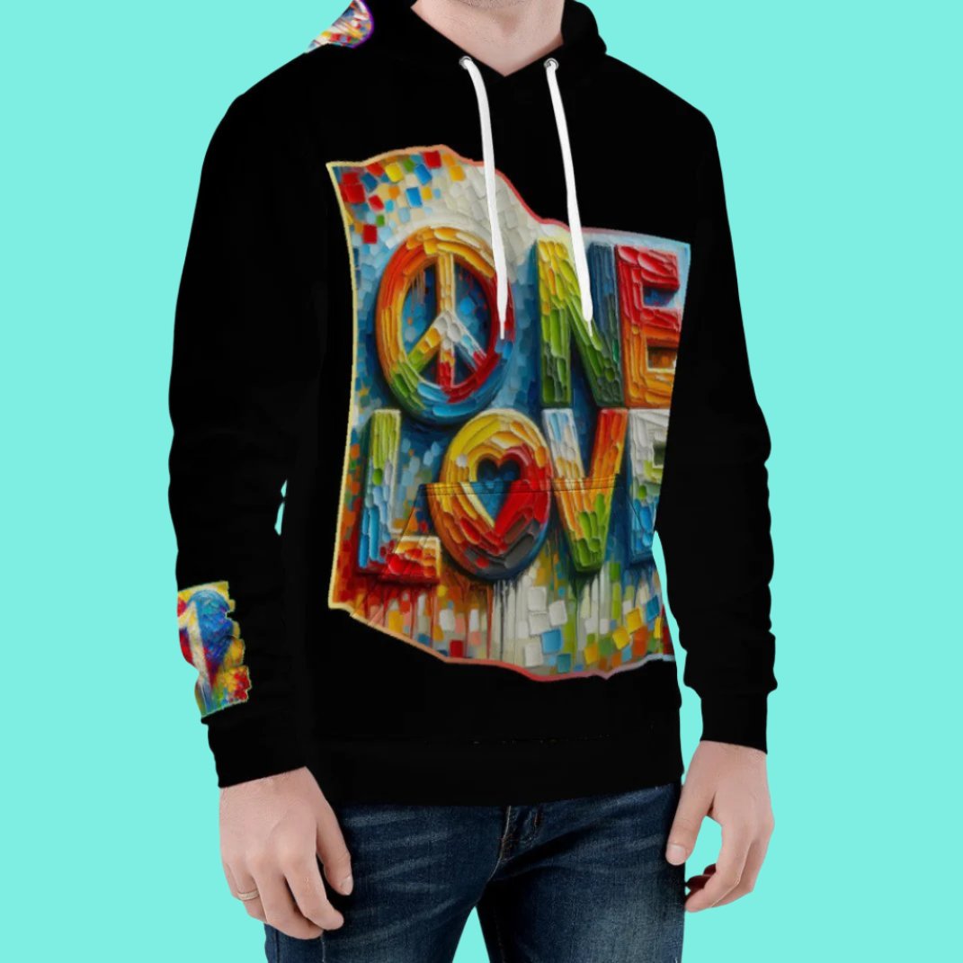 Men's All Over Print Soft & Warm Hoodie "One Love"