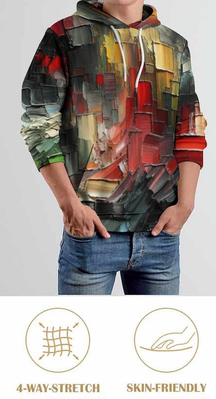 Unisex Soft Polyester Custom Hoodie (Abstract Multi-Color Print)